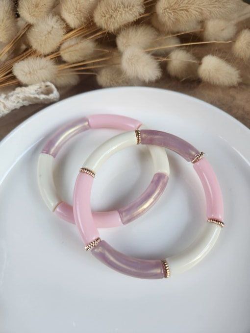 Bracelet JULIA [vieux rose irisé / nougat / rose tendre]